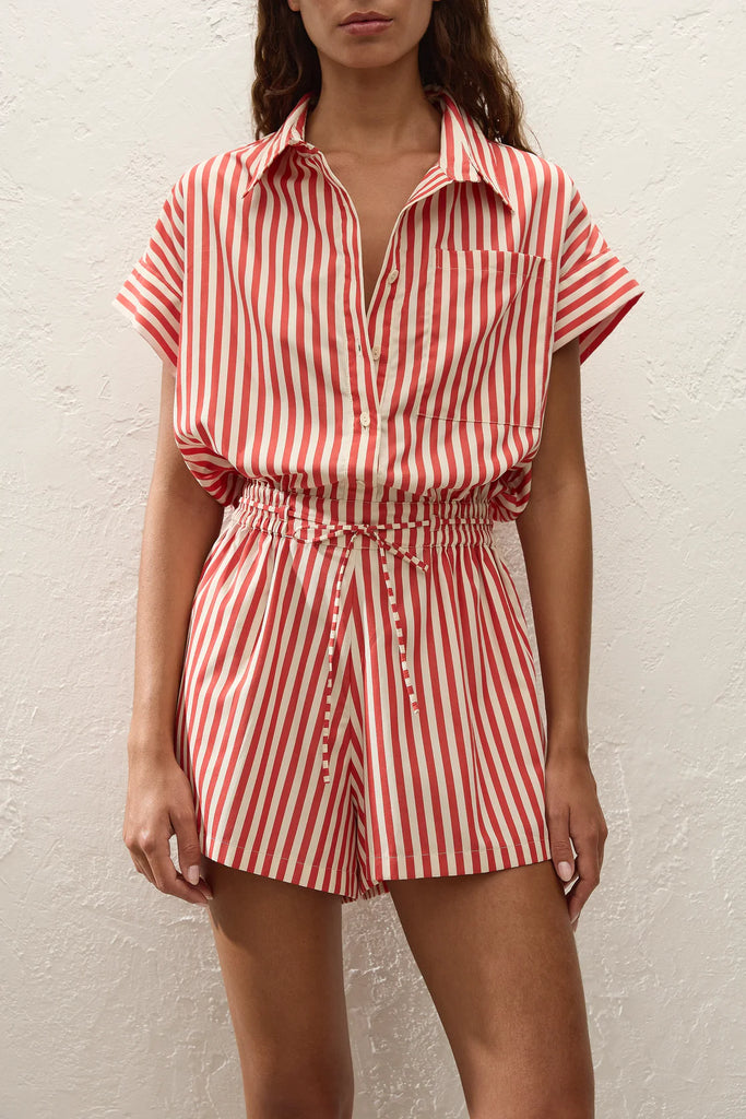 Faithful - ZION PLAYSUIT - OROZCO STRIPE - DUSTY TOMATO