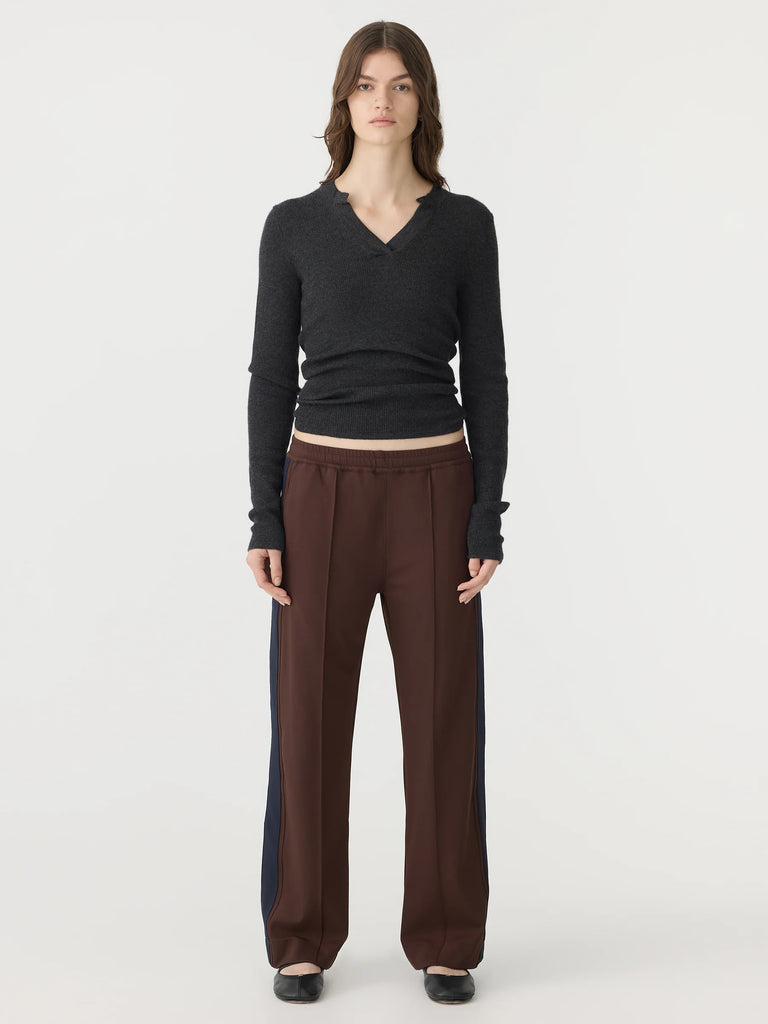Bassike - Twill Stripe Detail Pant - Carob/Ink