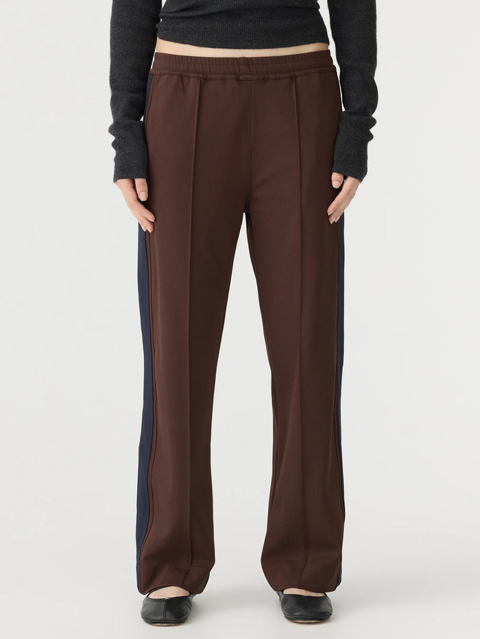Bassike - Twill Stripe Detail Pant - Carob/Ink