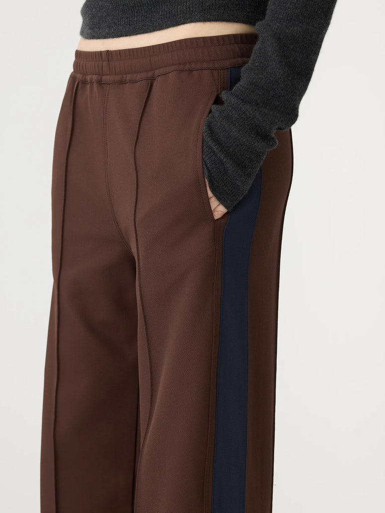 Bassike - Twill Stripe Detail Pant - Carob/Ink