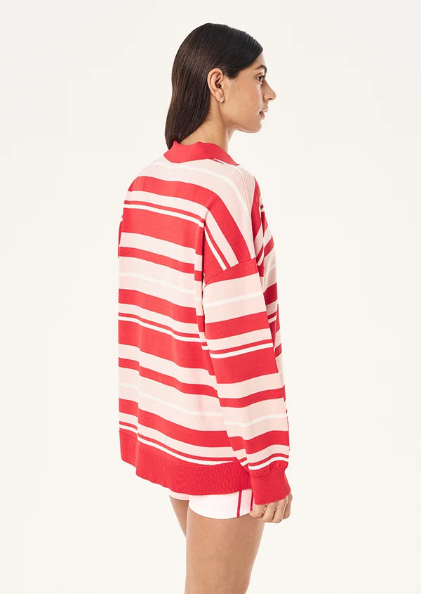 PE Nation - STRATA RUGBY KNIT - STRAWBERRY STRIPE