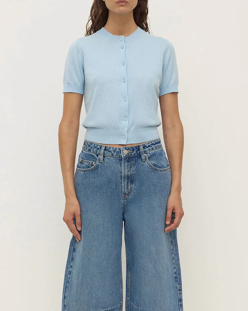 Assembly - Semra Cotton Cashmere Short Sleeve Cardigan - Salt