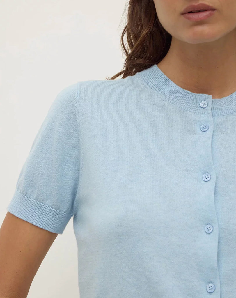 Assembly - Semra Cotton Cashmere Short Sleeve Cardigan - Salt