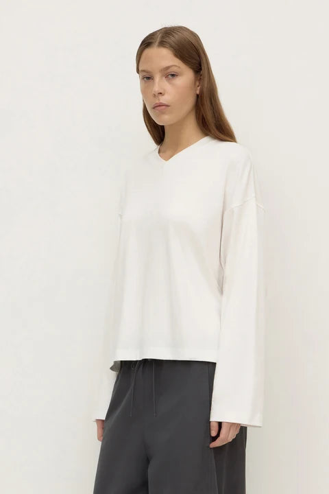 Assembly - Stella V Neck Oversized LS Tee - White