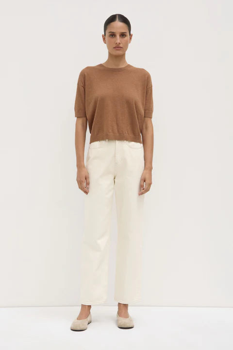 Assembly Label - Vanya Cotton Cashmere Boxy Knit Tee - Bronze