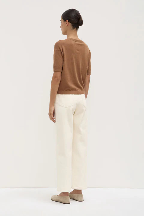 Assembly Label - Vanya Cotton Cashmere Boxy Knit Tee - Bronze