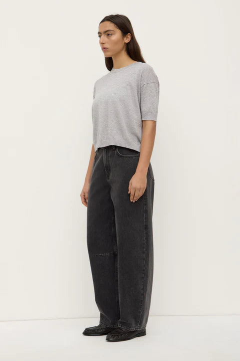 Assembly Label - Vanya Cotton Cashmere Boxy Knit Tee - Grey Marle
