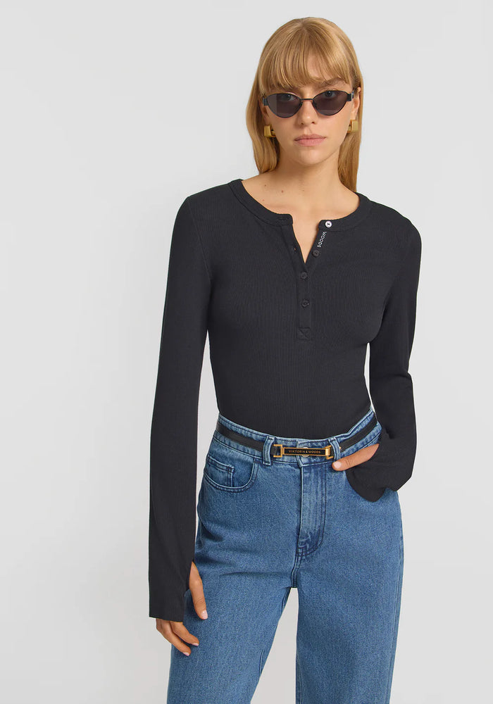 Viktoria & Woods - Clique Rib Henley - Black