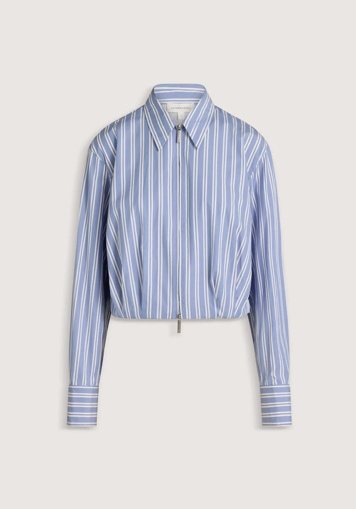 Viktoria & Woods - Blossom COtton Shirt Bomber - Mist Stripe