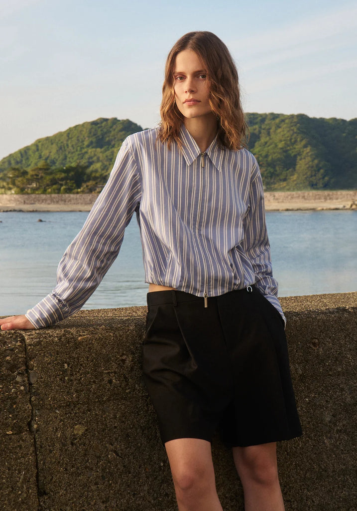 Viktoria & Woods - Blossom COtton Shirt Bomber - Mist Stripe