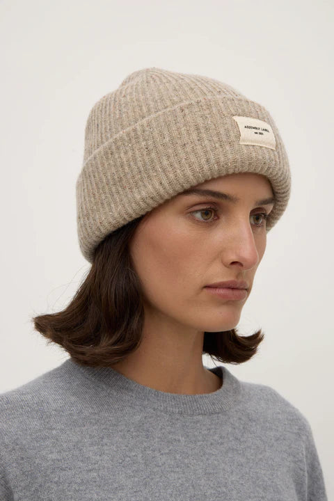 Assembly Label - Wool Rib Beanie - Stone Marle