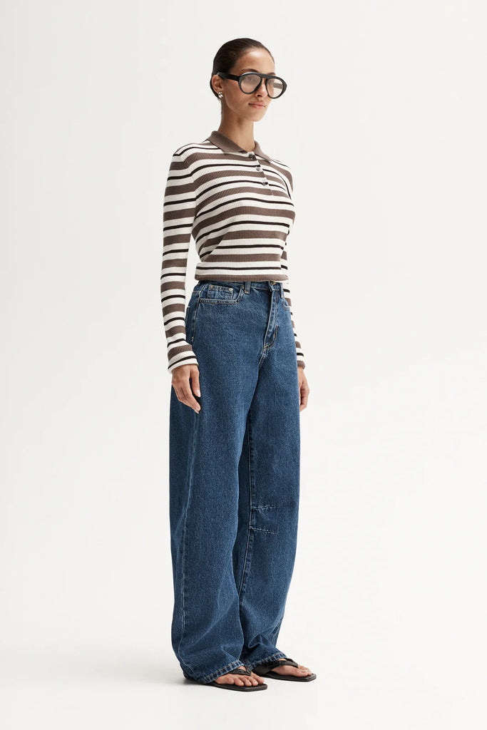 Elka - Ana Knit Polo - Chocolate Multi Stripe