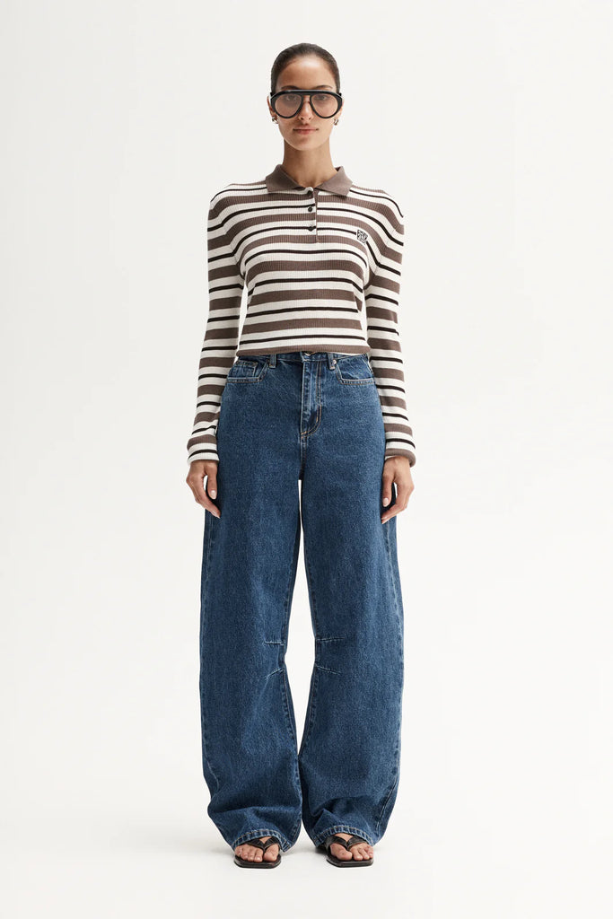 Elka - Ana Knit Polo - Chocolate Multi Stripe