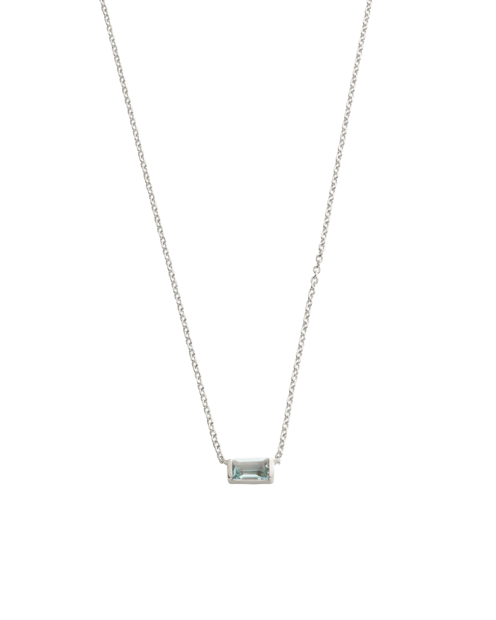 Kirstin Ash - Sky Blue (March) Topaz BAGUETTE BIRTHSTONE NECKLACE - Sterling Silver