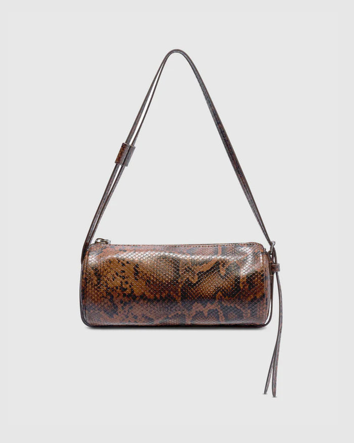 Brie Leon - Brie Leon - Brooke Mini Barrel Bag -  Brunette Python