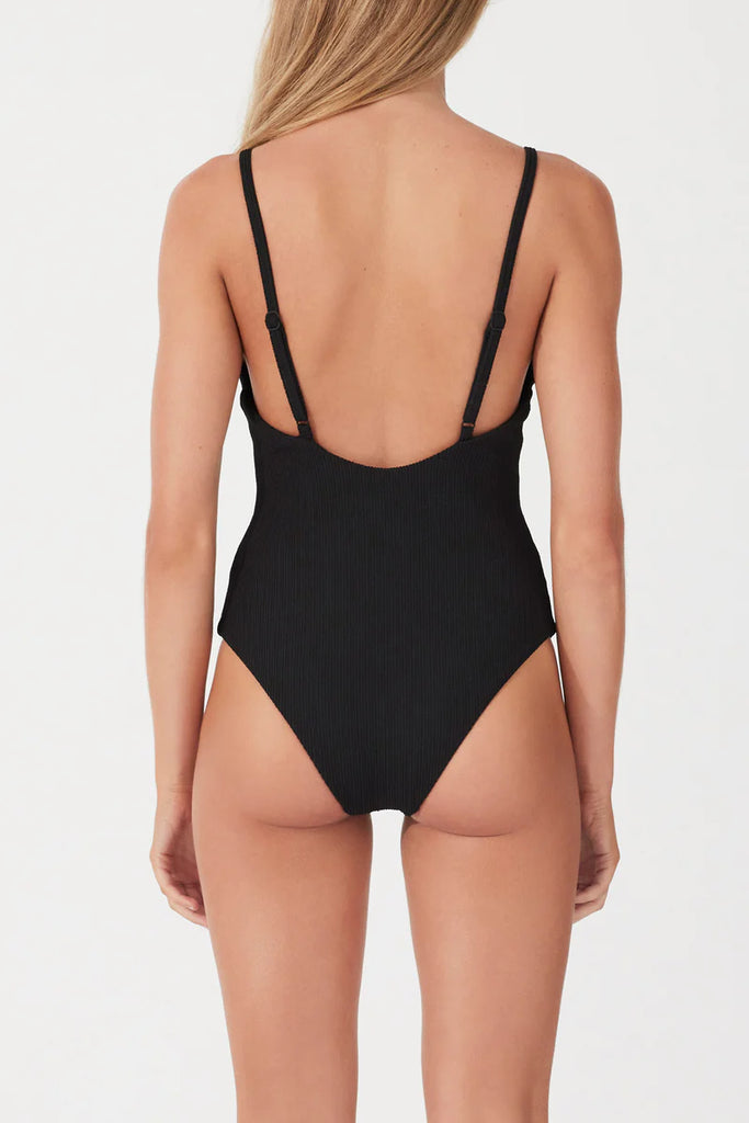 Zulu & Zephyr - Black Textured One Piece Swimsuit