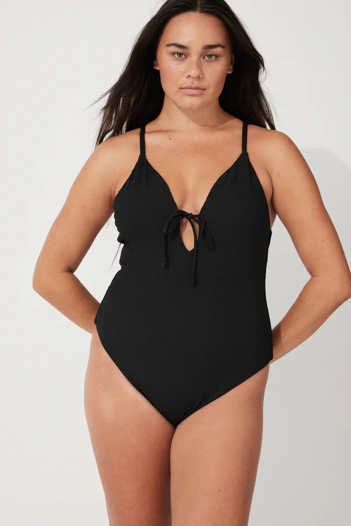 Zulu & Zephyr - Black Textured One Piece Swimsuit