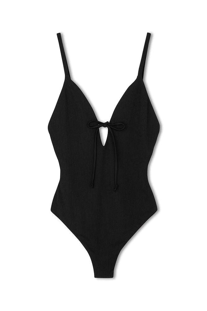 Zulu & Zephyr - Black Textured One Piece Swimsuit