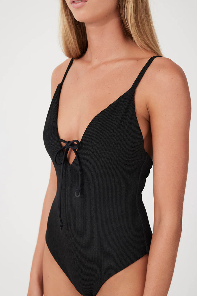 Zulu & Zephyr - Black Textured One Piece Swimsuit