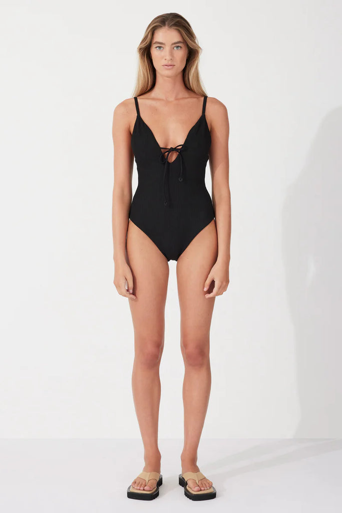 Zulu & Zephyr - Black Textured One Piece Swimsuit