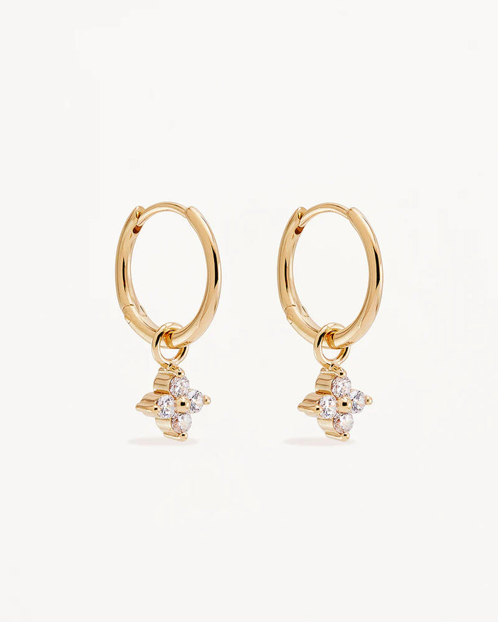 By Charlotte - Crystal Bloom Hoops - 18 K Gold Vermeil