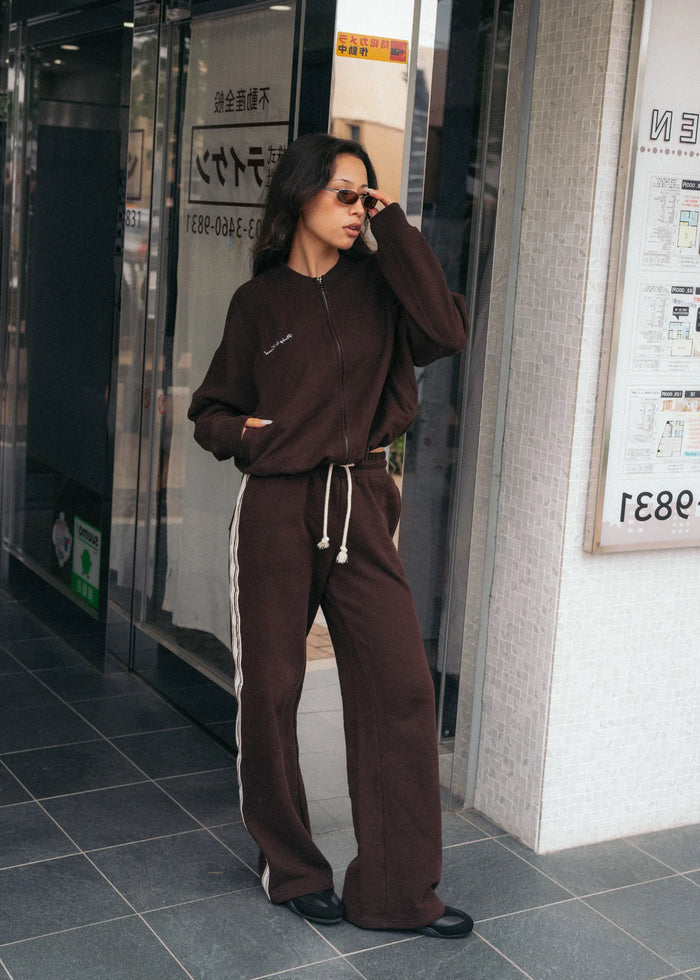 Side Stripe Track Pant - Choc Brown