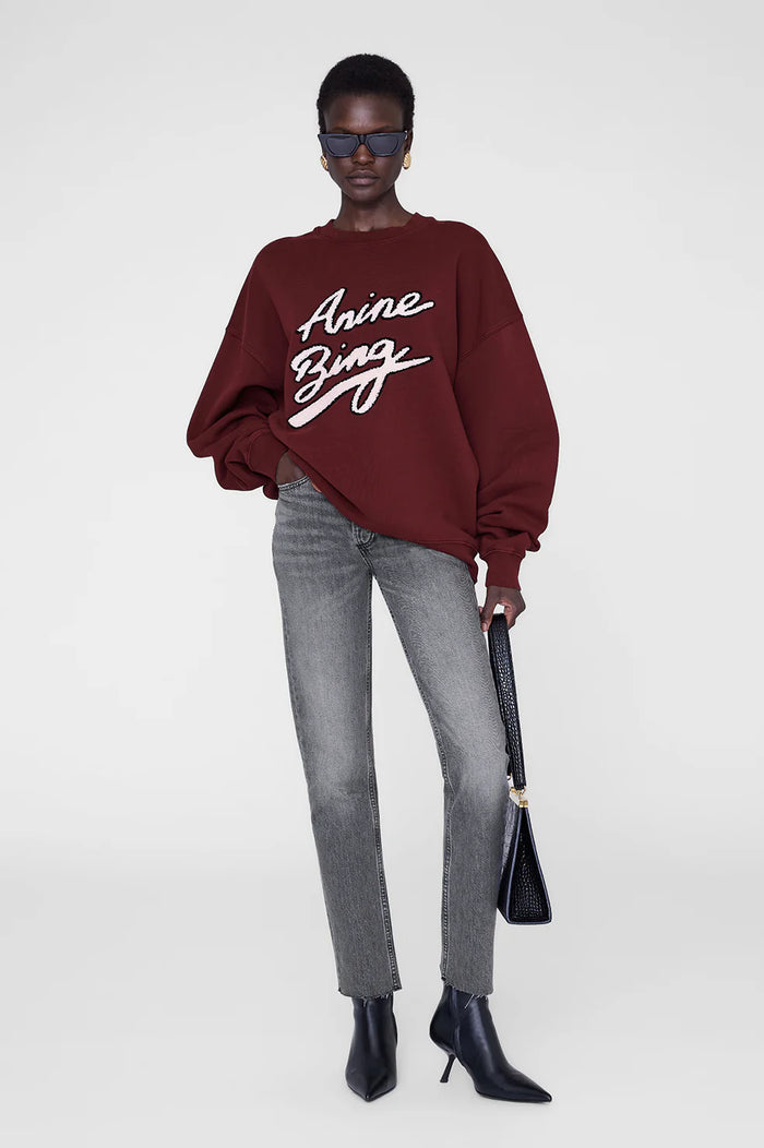 Anine Bing- Miles Sweatshirt Chenille Signature- Cabernet
