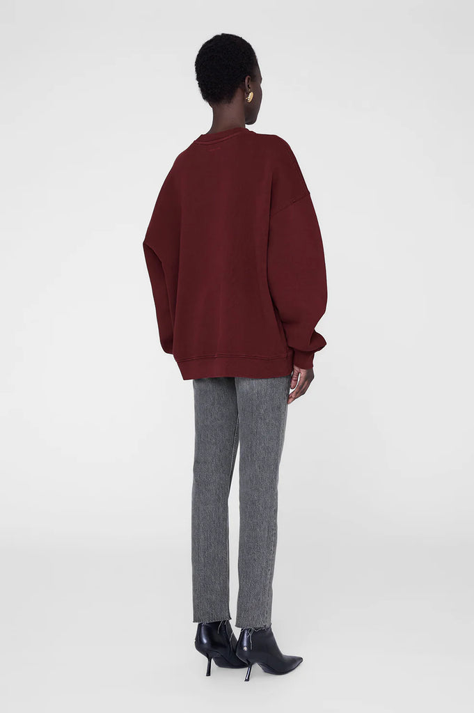 Anine Bing- Miles Sweatshirt Chenille Signature- Cabernet
