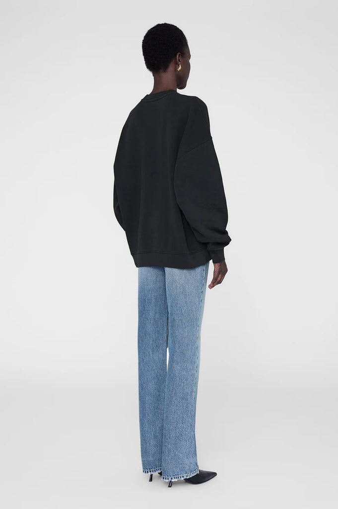 Anine Bing- Miles Sweatshirt Chenille Signature- Black