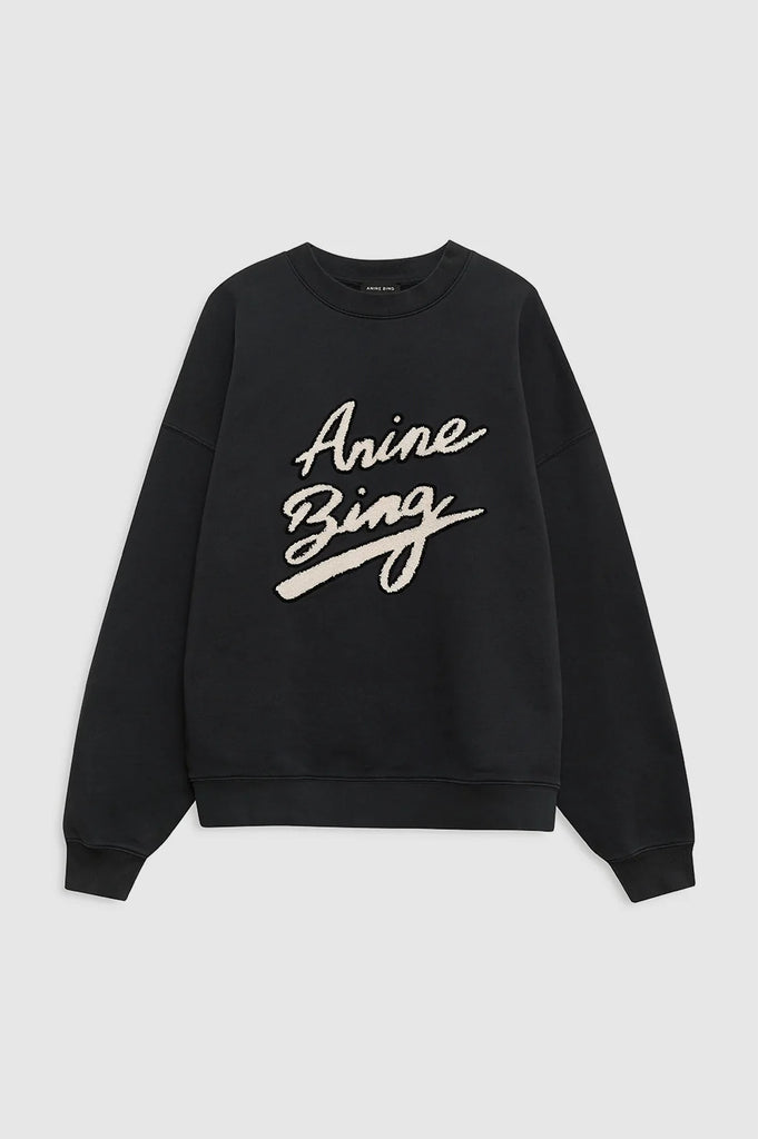 Anine Bing- Miles Sweatshirt Chenille Signature- Black