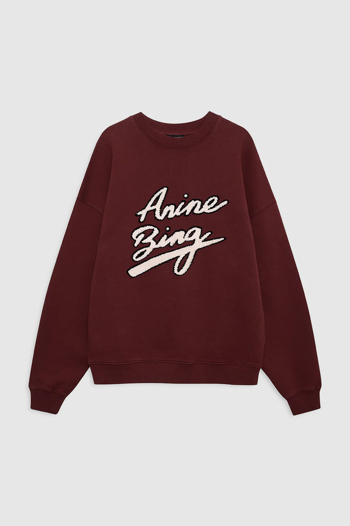 Anine Bing- Miles Sweatshirt Chenille Signature- Cabernet