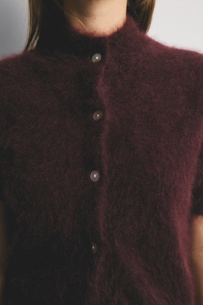 World of Nomads - Claudia Cashmere Short Sleeve Cardigan - Aubergine