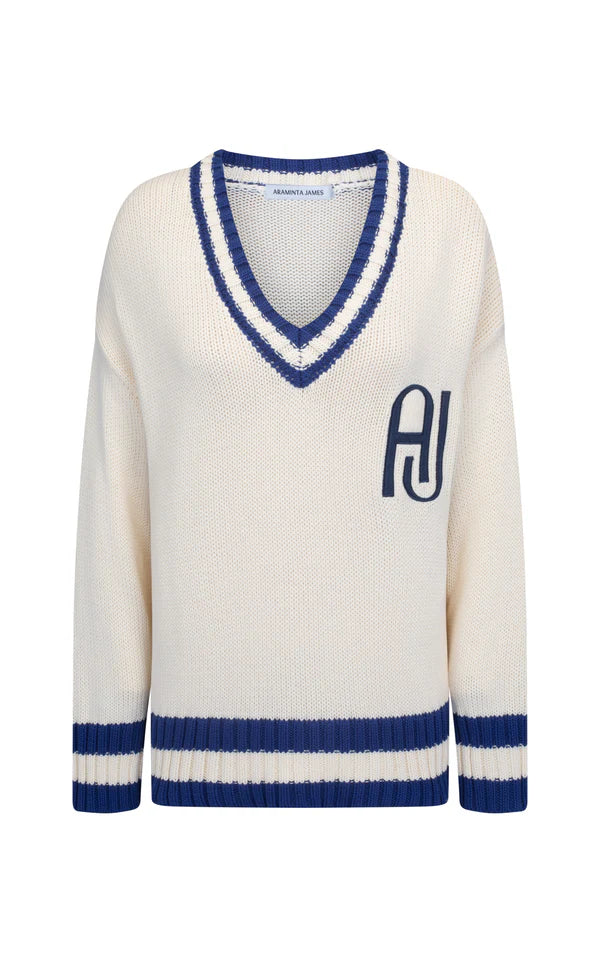Araminta James - V-Neck Knit Sweater - Coconut