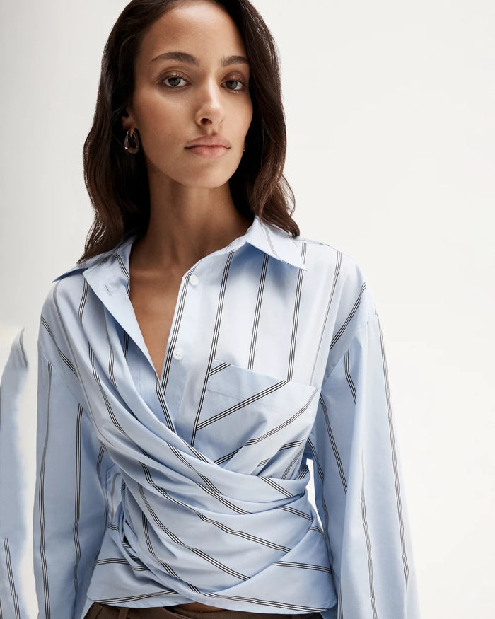 Elka - Dominic Wrap Shirt - Blue Stripe