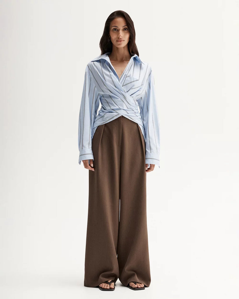 Elka - Dominic Wrap Shirt - Blue Stripe