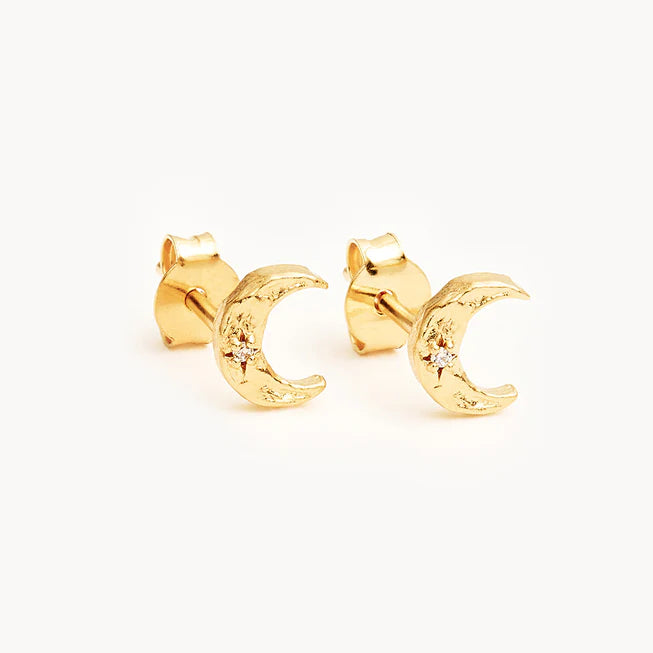 By Charlotte -Waning Crescent Stud Earrings - Gold