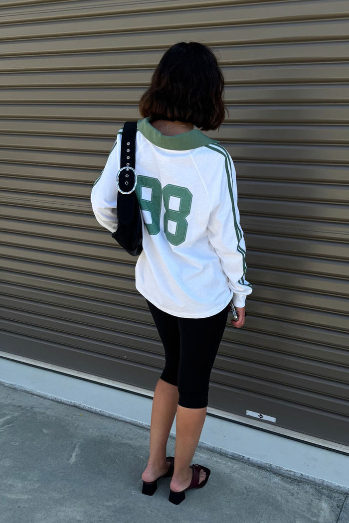Pinky & Kamal-Long Sleeve Sport Jersey- White/ Green (Pre-Order)