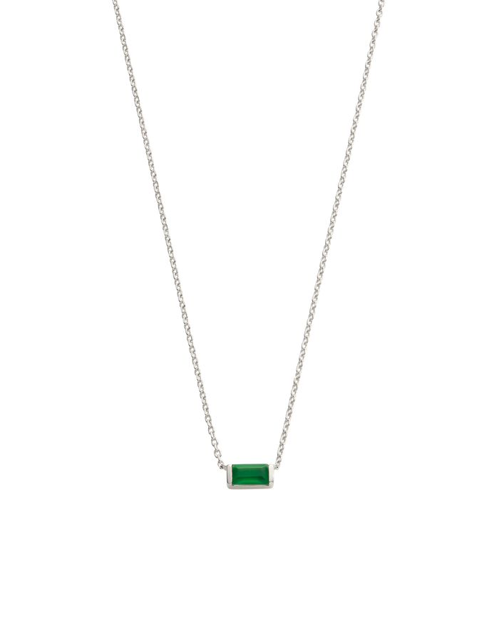 Kirstin Ash - Green Onyx (May) BAGUETTE BIRTHSTONE NECKLACE - Sterling Silver