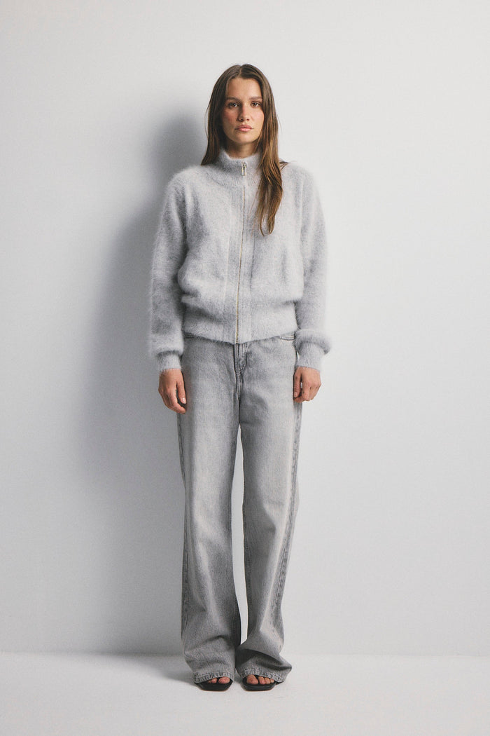 World of Nomads - Felix Zip Up Cashmere Bomber - Light Grey