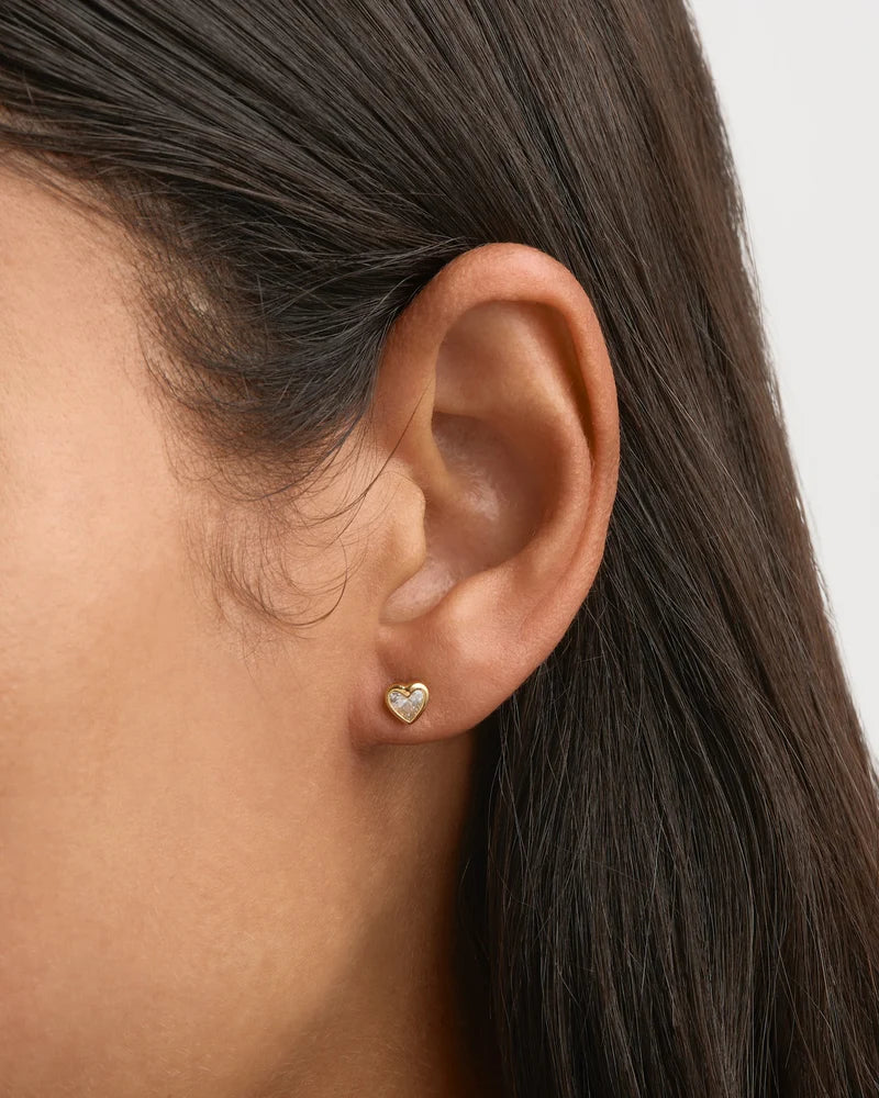 By Charlotte - Radiant Heart Stud Earrings - 18K Gold Vermeil