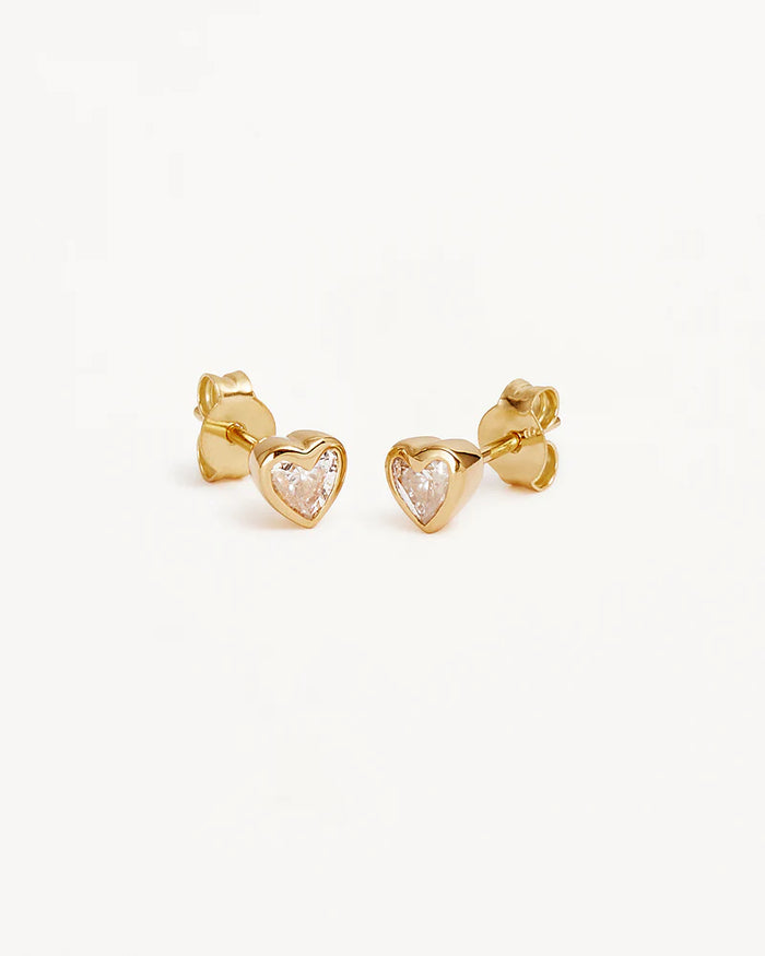 By Charlotte - Radiant Heart Stud Earrings - 18K Gold Vermeil