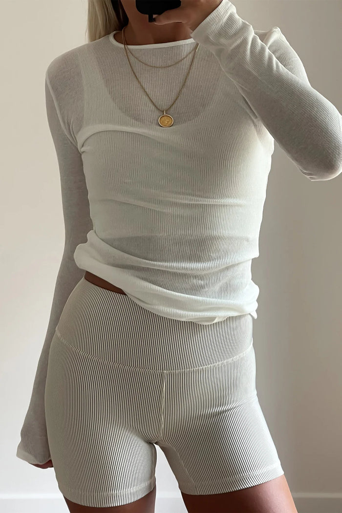 Zulu & Zephyr - Rib Hemp Jersey Long Sleeve Top - White