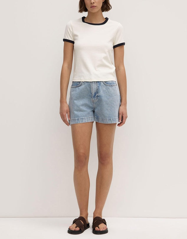 Assembly - Elise Ringer Short Sleeve Tee - Cream/True Navy