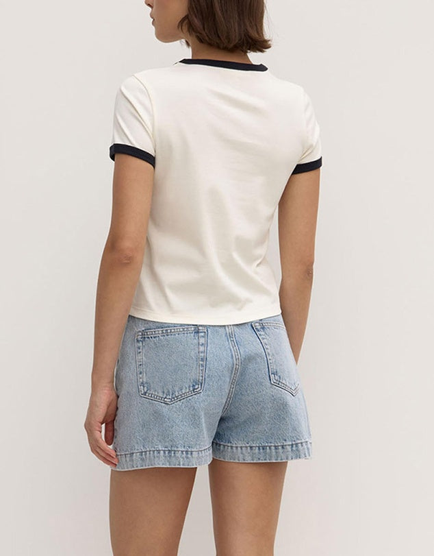Assembly - Elise Ringer Short Sleeve Tee - Cream/True Navy
