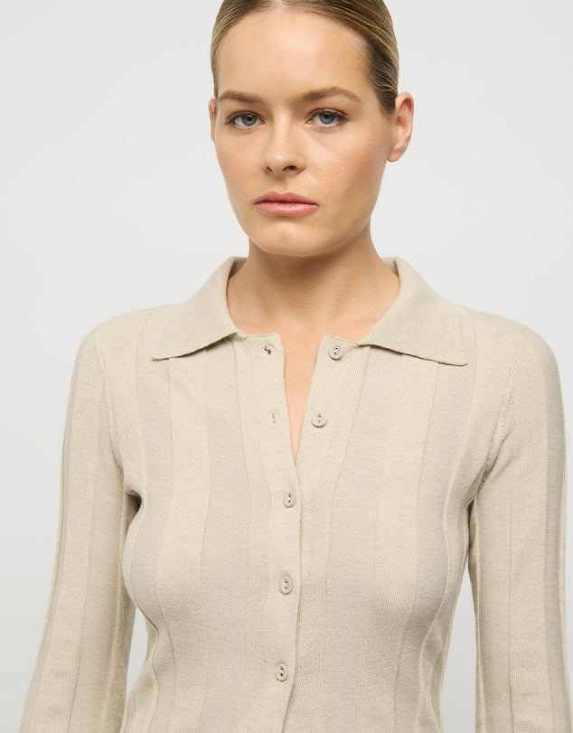 Friend of Audrey - Cleo Collared Knit Top - Dove
