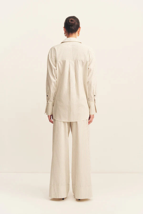 SHONA JOY- HUDSON SHIRT- BLANC PINSTRIPE
