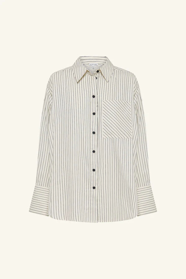 SHONA JOY- HUDSON SHIRT- BLANC PINSTRIPE