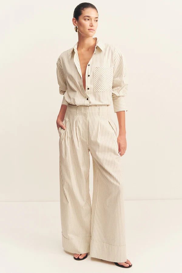 SHONA JOY- HUDSON HIGH WAISTED PANT- BLANC PINSTRIPE
