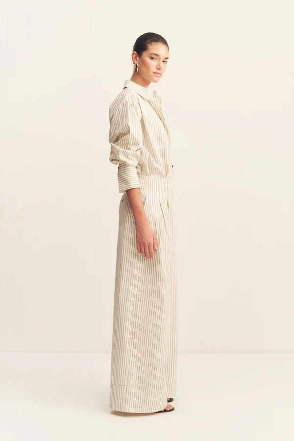 SHONA JOY- HUDSON HIGH WAISTED PANT- BLANC PINSTRIPE