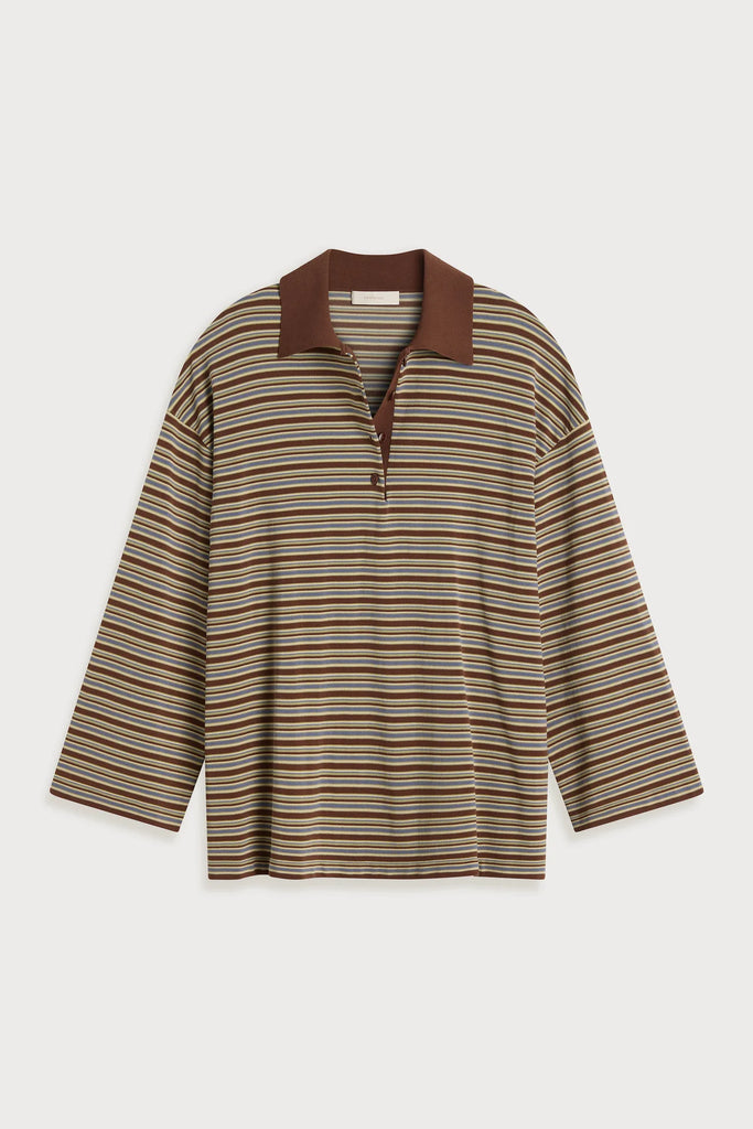 Faithful - Ivana Polo Shirt - La Palma Stripe Carob